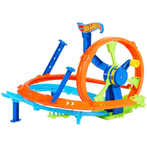 MATTEL JBX65 HOT WHEELS PISTA Loop Rotante, playset con zona scontro su pista a forma di 8 - 4 ANNI+