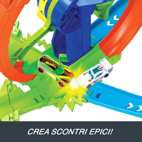 MATTEL JBX65 HOT WHEELS PISTA Loop Rotante, playset con zona scontro su pista a forma di 8 - 4 ANNI+