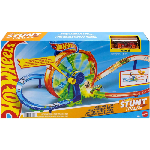 MATTEL JBX65 HOT WHEELS PISTA Loop Rotante, playset con zona scontro su pista a forma di 8 - 4 ANNI+