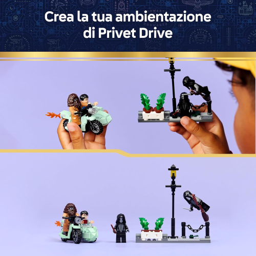 LEGO 76459 HARRY POTTER Fuga da Privet Drive di Hagrid e Harry - Moto Giocattolo con 4 Minifigure 