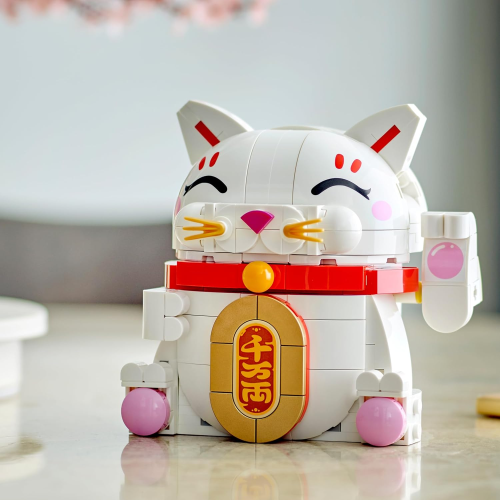 LEGO 40813 Gatto della Fortuna - Costruzioni per Adulti e Bambini - Modello da Esposizione - Animale con Zampa che Saluta