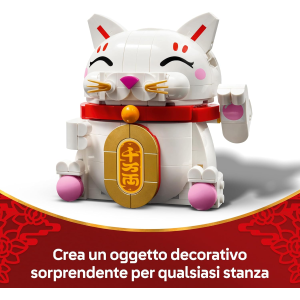 LEGO 40813 Gatto della Fortuna - Costruzioni per Adulti e Bambini - Modello da Esposizione - Animale con Zampa che Saluta