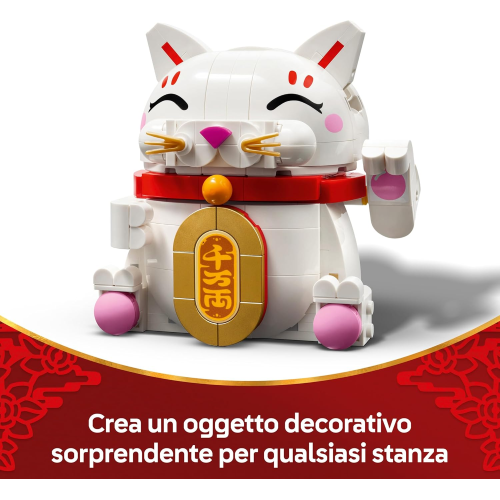 LEGO 40813 Gatto della Fortuna - Costruzioni per Adulti e Bambini - Modello da Esposizione - Animale con Zampa che Saluta