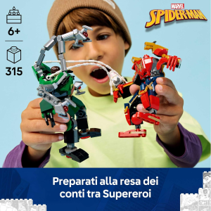 LEGO 76338 MARVEL Battaglia Mech: Spider-Man vs. Doc Ock - Giocattolo dei Supereroi con 2 Action Figure