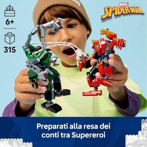 LEGO 76338 MARVEL Battaglia Mech: Spider-Man vs. Doc Ock - Giocattolo dei Supereroi con 2 Action Figure