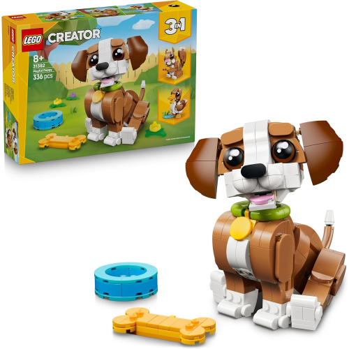 LEGO 31382 CREATOR Adorabili Animali: Cagnolino Giocoso - Giocattolo con Animale Domestico Trasformabile in Scoiattolo o Anatra