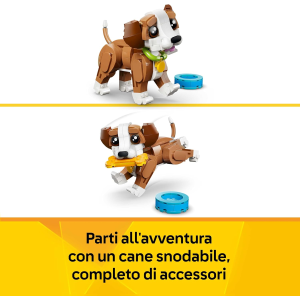 LEGO 31382 CREATOR Adorabili Animali: Cagnolino Giocoso - Giocattolo con Animale Domestico Trasformabile in Scoiattolo o Anatra