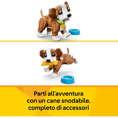 LEGO 31382 CREATOR Adorabili Animali: Cagnolino Giocoso - Giocattolo con Animale Domestico Trasformabile in Scoiattolo o Anatra