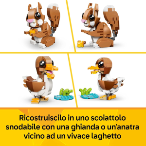 LEGO 31382 CREATOR Adorabili Animali: Cagnolino Giocoso - Giocattolo con Animale Domestico Trasformabile in Scoiattolo o Anatra