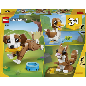 LEGO 31382 CREATOR Adorabili Animali: Cagnolino Giocoso - Giocattolo con Animale Domestico Trasformabile in Scoiattolo o Anatra