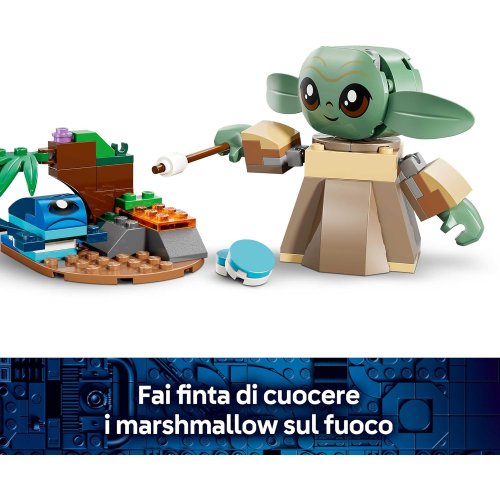 LEGO 75443 STAR WARS La Casa di Grogu - Giocattolo da Costruire con Personaggio Grogu, Rana Sorgan, Catapulta e Biscotti Blu