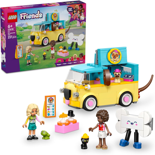 LEGO 42678 FRIENDS Furgone di Accessori per Animali Giocattolo - Set con Veicolo, 2 Mini Bamboline e Figure di Cane, Gatto e Rana