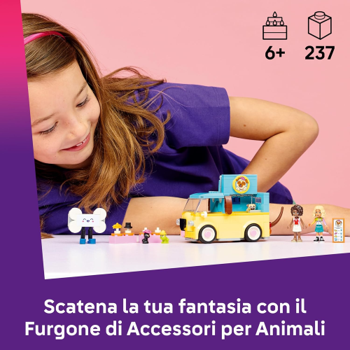 LEGO 42678 FRIENDS Furgone di Accessori per Animali Giocattolo - Set con Veicolo, 2 Mini Bamboline e Figure di Cane, Gatto e Rana