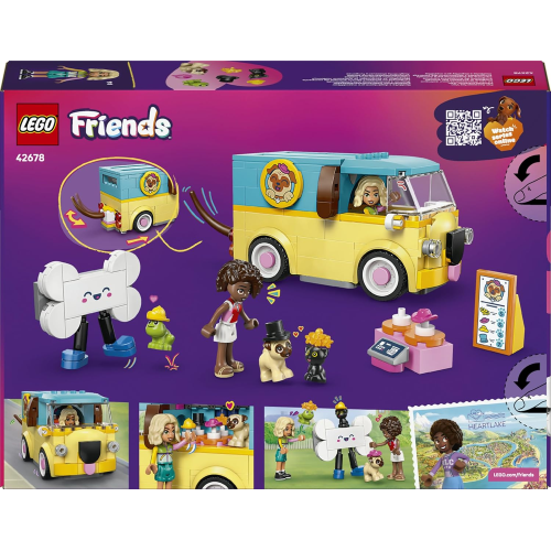 LEGO 42678 FRIENDS Furgone di Accessori per Animali Giocattolo - Set con Veicolo, 2 Mini Bamboline e Figure di Cane, Gatto e Rana
