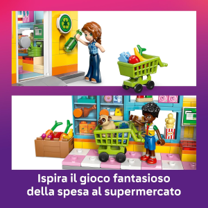 LEGO 42680 FRIENDS Minimarket di Heartlake City - con 2 Mini Bamboline, Cane, Registratore di Cassa, Accessori e Cibo
