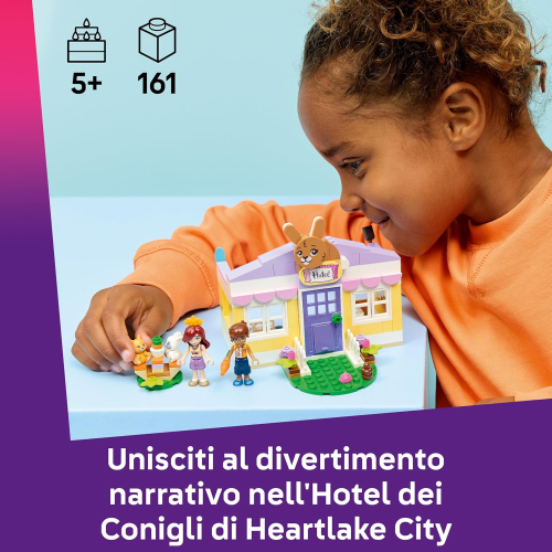 LEGO 42679 FRIENDS Hotel dei Conigli di Heartlake City - con 2 Mini Bamboline, 2 Coniglietti e Accessori per la Cura degli Animali