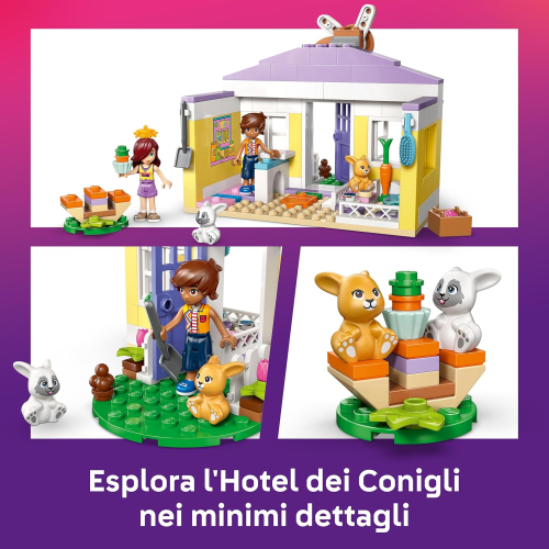 LEGO 42679 FRIENDS Hotel dei Conigli di Heartlake City - con 2 Mini Bamboline, 2 Coniglietti e Accessori per la Cura degli Animali