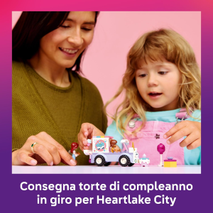 LEGO 42675 FRIENDS Auto-Unicorno per la Consegna di Torte - Gioco Didattico per la Motricità Fine con 2 Mini Bamboline e Accessori 