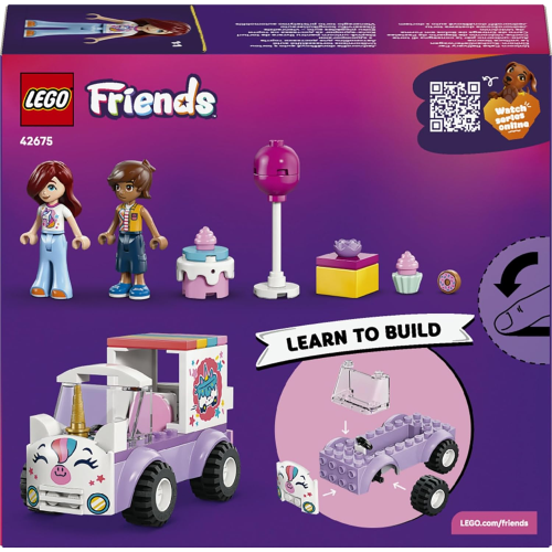 LEGO 42675 FRIENDS Auto-Unicorno per la Consegna di Torte - Gioco Didattico per la Motricità Fine con 2 Mini Bamboline e Accessori 