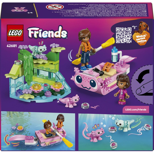 LEGO 42681 FRIENDS Barca d’Avventura Axolotl Giocattolo - Set con 2 Mini Bamboline, 2 Simpatici Animali, Piante, Fiori e Accessori 