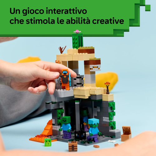 LEGO 21587 MINECRAFT Zombie Dungeon - con Minifigure di Viandante, 3 Figure Zombie, Slime e un Tavolo da Crafting