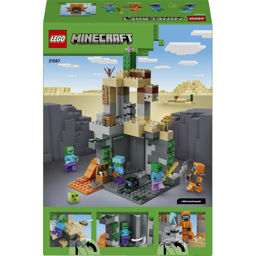 LEGO 21587 MINECRAFT Zombie Dungeon - con Minifigure di Viandante, 3 Figure Zombie, Slime e un Tavolo da Crafting
