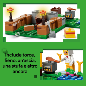LEGO 21585 MINECRAFT Fattoria di Galline - con Minifigure di un Fan della Gallina, Mob di un Baby Zombie e di una Volpe