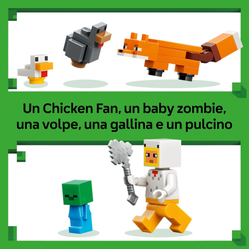 LEGO 21585 MINECRAFT Fattoria di Galline - con Minifigure di un Fan della Gallina, Mob di un Baby Zombie e di una Volpe