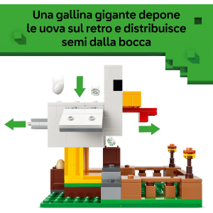 LEGO 21585 MINECRAFT Fattoria di Galline - con Minifigure di un Fan della Gallina, Mob di un Baby Zombie e di una Volpe