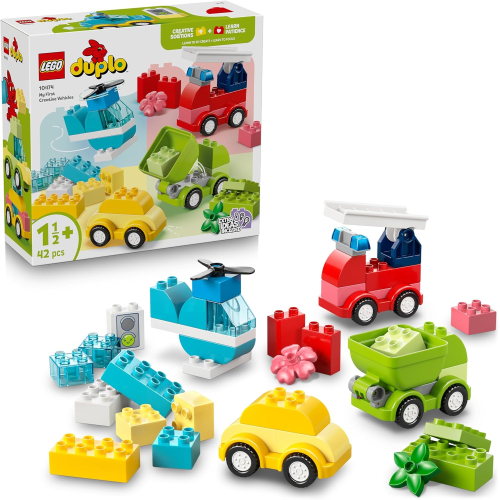 LEGO 10474 DUPLO Veicoli Creativi - Gioco Didattico e di Ordinamento con Macchine, Camion e Elicottero Giocattolo