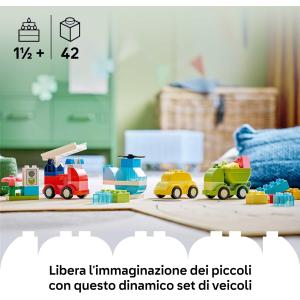 LEGO 10474 DUPLO Veicoli Creativi - Gioco Didattico e di Ordinamento con Macchine, Camion e Elicottero Giocattolo