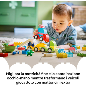 LEGO 10474 DUPLO Veicoli Creativi - Gioco Didattico e di Ordinamento con Macchine, Camion e Elicottero Giocattolo