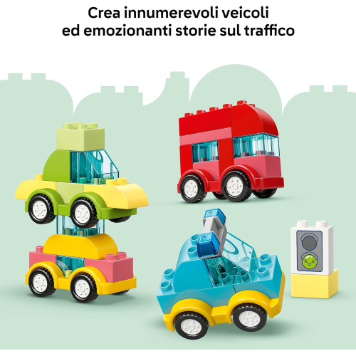 LEGO 10474 DUPLO Veicoli Creativi - Gioco Didattico e di Ordinamento con Macchine, Camion e Elicottero Giocattolo