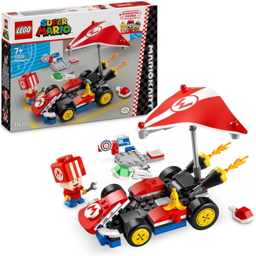 LEGO 72032 SUPER MARIO Kart : Kart Standard, Macchina Giocattolo da Costruire Nintendo da Collezione con Toad in Tuta Rossa