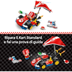 LEGO 72032 SUPER MARIO Kart : Kart Standard, Macchina Giocattolo da Costruire Nintendo da Collezione con Toad in Tuta Rossa