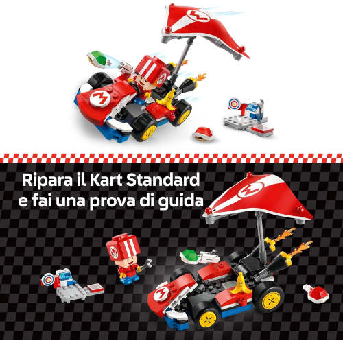 LEGO 72032 SUPER MARIO Kart : Kart Standard, Macchina Giocattolo da Costruire Nintendo da Collezione con Toad in Tuta Rossa