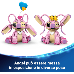 LEGO 43257 DISNEY STICH ANGEL - Lilo & Stitch Giocattolo da Costruire - Personaggio in Mattoncini con 3 Palloncini a Cuore e Farfalla