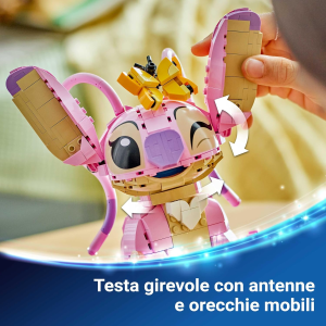LEGO 43257 DISNEY STICH ANGEL - Lilo & Stitch Giocattolo da Costruire - Personaggio in Mattoncini con 3 Palloncini a Cuore e Farfalla
