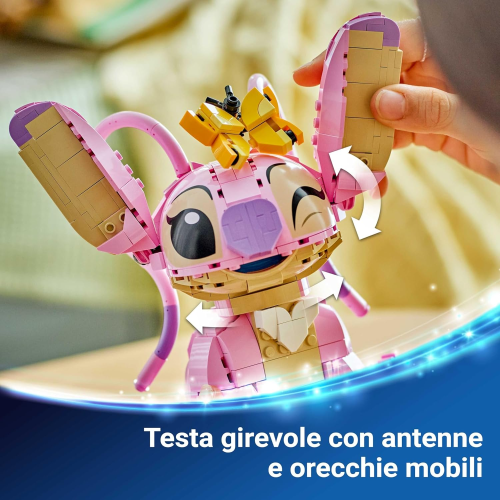 LEGO 43257 DISNEY STICH ANGEL - Lilo & Stitch Giocattolo da Costruire - Personaggio in Mattoncini con 3 Palloncini a Cuore e Farfalla