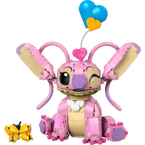LEGO 43257 DISNEY STICH ANGEL - Lilo & Stitch Giocattolo da Costruire - Personaggio in Mattoncini con 3 Palloncini a Cuore e Farfalla