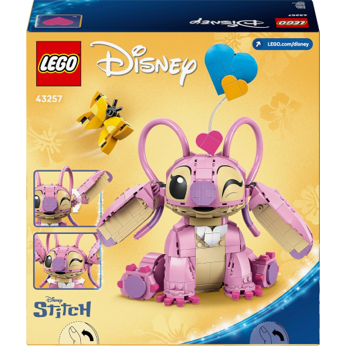 LEGO 43257 DISNEY STICH ANGEL - Lilo & Stitch Giocattolo da Costruire - Personaggio in Mattoncini con 3 Palloncini a Cuore e Farfalla