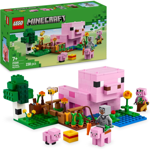 LEGO 21268 MINECRAFT LA CASA DEL MAIALINO, Include una Figura Eroe, un Mob, una Fattoria e un Bioma della Foresta
