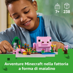 LEGO 21268 MINECRAFT LA CASA DEL MAIALINO, Include una Figura Eroe, un Mob, una Fattoria e un Bioma della Foresta