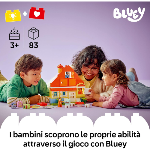 LEGO 10459 DUPLO CASA DI BLUEY, Casa della Famiglia Bluey con Gioco di Memoria - Giochi Educativi con 3 Personaggi