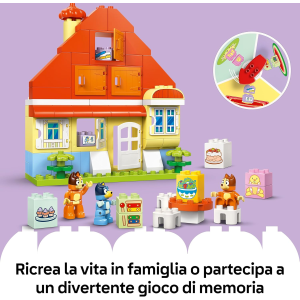 LEGO 10459 DUPLO CASA DI BLUEY, Casa della Famiglia Bluey con Gioco di Memoria - Giochi Educativi con 3 Personaggi