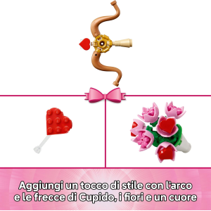 LEGO 40824 LOONEY TUNES, TITTI  Uccellino Esposizione con Mazzo di Fiori, Cuore, Arco di Cupido e Supporto a Forma di Nuvola