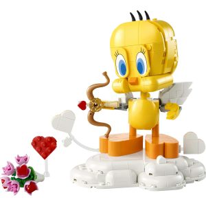LEGO 40824 LOONEY TUNES, TITTI  Uccellino Esposizione con Mazzo di Fiori, Cuore, Arco di Cupido e Supporto a Forma di Nuvola