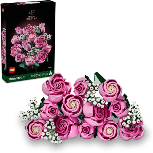 LEGO 10374 BOTANICAL COLLECTION Bouquet di Rose Rosa - Costruzioni per Adulti i - Include 12 Rose Artificiali e 4 Rametti di Gipsofila