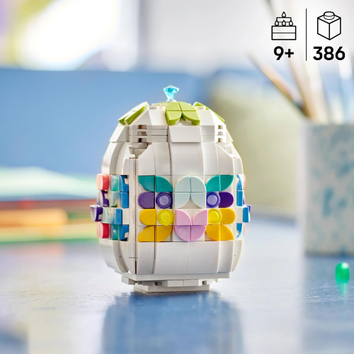 LEGO 40816 Uovo di Pasqua Decorativo - Decorazione Pasquale Giocattolo con Elementi Colorati come Cuori Dorati e Pietre Preziose