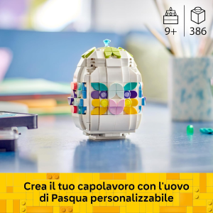 LEGO 40816 Uovo di Pasqua Decorativo - Decorazione Pasquale Giocattolo con Elementi Colorati come Cuori Dorati e Pietre Preziose